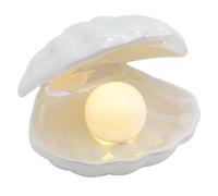BORDEAG Conchiglia Perla Luce Notturna Ceramica, Lampada Conchiglia Luce Shell Decorazione Notte, Camera da Letto, Soggiorno, Lato Letto