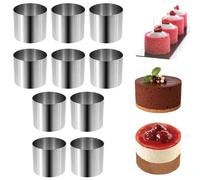 BORDEAG Coppapasta Tondi, 10 Pezzi Coppa Pastan Riutilizzabile per Mousse, Torte, Biscotti, Anello per Torte in Acciaio Inossidabile, Perfetto per Pasticceria e Preparazioni Culinarie, Diametro 5 cm
