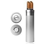 BORDEAG Custodia per sigari, per sigari, da viaggio, in lega di alluminio, per sigari, per sigari, con igrometro, per sigari, regalo - argento