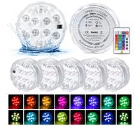 BORDEAG Illuminazione per piscina, luce subacquea con telecomando, 6 pezzi, luce LED subacquea, 16 colori che cambiano, luce a LED, illuminazione stagno, impermeabile
