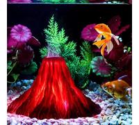 BORDEAG Kit di Ornamento Vulcano per Acquario con Illuminazione LED, Decorazioni e Accessori - Luci Colorate con Pompa a Bolle e Pietra Vulcanica