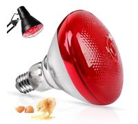 BORDEAG Lampada a infrarossi, 150 W, lampada a luce rossa, lampada di calore a infrarossi, luce rossa, E27, lampada riscaldante a infrarossi, per polli, cani, maiali, rettili