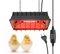 BORDEAG Lampada a luce rossa per pulcini, 175 W, paralume di calore con interruttore a risparmio energetico, riscaldamento per polli, rettili, terrario, con catena di fissaggio da 2 m