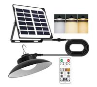 BORDEAG Lampada a sospensione solare per esterni, lampada solare per esterni, lampada solare per esterni, lampada solare da appendere con telecomando, impermeabile, 3 temperature di colore, per