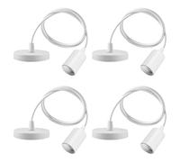BORDEAG Lampade a Sospensione Accessori con Anello a Vite, 4 Pezzi E27 Lampade a Sospensione Accessori, Portalampada E27 in Metallo con 1m Cavo per Camera da Letto Soggiorno Pranzo Caffè,Bar (Bianco)