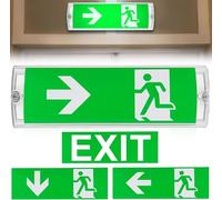 BORDEAG Led Illuminazione Di Emergenza Luce Continua, Lampada IP65 Con Batteria 3 Ore, Luce Di Uscita Con 4 Pittogrammi