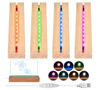BORDEAG LED Luci Display Base,4 Pezzi 30*45*150mm Base Di Visualizzazione Per Luci A LED,7 Colori Basi Per Esposizione Con Luci A LED,Base Rettangolare Con Led Per Blocchi Di Vetro,Arte Del Cristallo