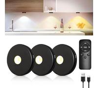 BORDEAG Luci Da Armadio A Led Senza Fili,3 Pezzi Luce Armadio LED Con Telecomando,Luce LED Vetrina Senza Fili,3 Colori,Luci Armadio Senza Fili LED Per Cucina,Camera Da Letto