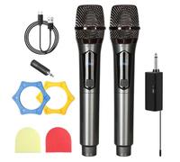 BORDEAG Microfono Senza Fili,2 Pezzi Microfono Wireless Con Ricevitore Ricaricabile,Wireless Microphone,Sistema Wireless Microfonico Per Karaoke,Feste,Matrimonio,Riunioni,Chiesa