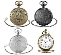 BORDEAG Orologio da tasca vintage, 3 pezzi, stile retrò, orologio da tasca da uomo, con catena, classico orologio da tasca da uomo, per uomini, donne, papà, nonno, compleanno, anniversario, Come
