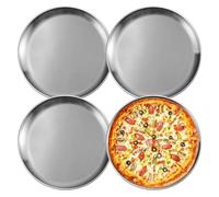 Bordeag Piatti Rotondi in Acciaio Inox 30cm, Set da 4 per Cucina, Pranzo, Campeggio, Feste