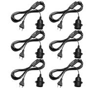 BORDEAG Portalampada E27 con interruttore, 6 pezzi attacco E27 con anello a vite da 3,5 m, attacco per lampada con connettore, adatto per lampada a sospensione, sala da pranzo, balcone, camera da