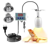 BORDEAG portalampada e27 rettile, lampada riscaldante presa, portalampada calore rettile con interruttore, lampada per tartarughe di terra con 2 lampade riscaldanti, ruotabile a 360°, dimmerabile