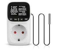 BORDEAG Regolatore di temperatura, presa termostatica, 230 V, con sonda, interruttore di temperatura digitale con schermo LCD, per serra, acquario, fattoria