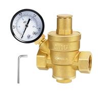 BORDEAG Riduttore Di Pressione Acqua 1/2 Pollice DN15 con Manometro, Regolatore Di Pressione Acqua, Ottone Ad Alta Durezza, Riduttore Pressione Acqua per Negozi, Famiglia, Aree Esterne, Fabbriche