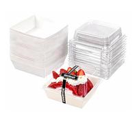 BORDEAG ScatoleZ Per Fette Di Torta,50 Pezzi 12CM Scatole Per Torte Bianche,Scatola Regalo Cartone Kraft Bianca,Scatole Per Dolci In Cartone Per Budini,Mousse,Panini,Macaron,Biscotti(Bianco)