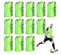 BORDEAG Set di 12 canottiere da calcio, da allenamento, da calcio, da calcio, da calcio, da uomo, da donna, 70 x 47 cm, verde, no