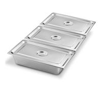 Bordeag Set di 3 contenitori per impanatura in acciaio inox 1/3 di ciotola 32,5 x 17,5 x 6,5 cm Contenitore per stampi a gas con coperchio