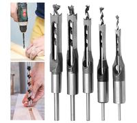 Bordeag Set di 5 punte per trapano a quattro facce, punte quadrate, punte quadrate per scalpello, set di punte per fori quadrati, punte per fori quadrati in legno, utensili per la lavorazione del