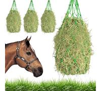 BORDEAG Set di Reti per Fieno: 4 Pezzi Rete per Fieno a Maglia Fitta con Anelli e Moschettoni, Resistente e Impermeabile, per Stalle e Rimorchi (36 cm, Verde)