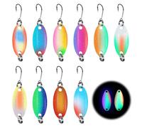 BORDEAG Set di Spinner per Trota: 10 Cucchiai Luminosi Attivi UV per Pesca ai Predatori, Esche Multifunzionali Ultra-Leggere, per Acque Chiare e Torbide (2.5g/Colorato)