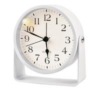 BORDEAG Sveglia Analogica Silenziosa Con Luce, Orologio Da Tavolo, Sveglia Da Comodino, 11,5 X 10,5 cm, Bianco