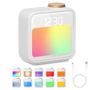 BORDEAG Sveglia luminosa, 6 suoni naturali, sveglia digitale con allarmi, Wake up Light, 10 colori, display a LED, sveglia con luce, 5 volume, regolabile per camera da letto, soggiorno
