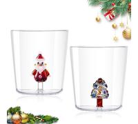 BORDEAG Tazza Da Caffè Natalizia,2 Pezzi 300 Ml Bicchieri Di Vetro Di Natale,Tazze Di Vetro Natalizie,Tazza Da Caffè Di Natale Per Regali Di Natale,Latte,Macchiato