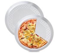 BORDEAG Teglie Per Pizza In Acciaio Inox,2 Pezzi 29CM Teglia Per Pizza Forata Rotonda,Teglie Forate Per Pizza Rotonde,Padella Per Pizza Per Forno,Cucina,Torta,Cottura Professionale Della Pizza