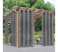 BORDEAG Tende da Esterno,Trasparenti Tenda da Esterno con Occhielli,2 Pezzi Tende per Esterni Impermeabile,L134XH210cm, Tenda Esterno per Padiglione,Soggiorno,Terrazza, Balcone, Sole (Grigio)