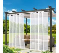 BORDEAG Tende da Esterno,Trasparenti Tenda da Esterno con Occhielli,2 Pezzi Tende per Esterni Impermeabile,L134XH210cm, Tenda Esterno per Padiglione,Soggiorno,Terrazza, Balcone, Sole (Bianco)