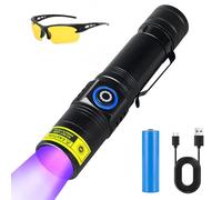 BORDEAG Torcia elettrica a LED, ricaricabile, torcia a LED, USB ricaricabile, per resina indurimento, chiodi, rilevatori di urina, con occhiali UV