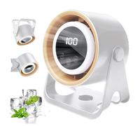 BORDEAG Ventilatore ricaricabile USB - Mini ventilatore da tavolo con display digitale 100 velocità, rotazione a 360°, montaggio silenzioso a parete e a sospensione, ventilatore da campeggio con luce