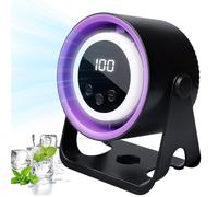 BORDEAG Ventilatore ricaricabile USB - Mini ventilatore da tavolo con display digitale a 100 velocità, rotazione a 360°, silenzioso montaggio a parete e sospeso, ventilatore da campeggio con luce