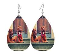 Bordeaux De Dogue Street Mastini Francesi Donna Orecchini Ecopelle Orecchino Goccia Pendenti