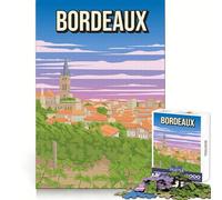 Bordeaux, Francia Poster di viaggio vintage, Place de la Bourse, specchio d'acqua Puzzle da 1000 pezzi Stimolante per la mente, rilassante, divertente, bordi lisci, regalo premuroso (38x26cm)