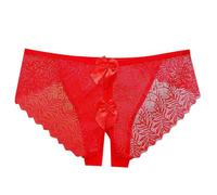 Bordello, biancheria intima da donna, pizzo, cava, cavallo aperto, pantaloncini, puro desiderio intrigante fiocco lingerie angelo, Colore: rosso, L