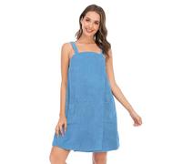 Border 2023 Accappatoio Estivo Bretella Signore Bagno Vestito Salone di Bellezza Accappatoio Asciugamano Kimono per le Donne Giapponese Robe, Blu, L