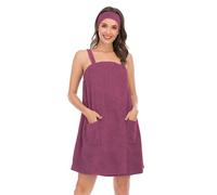 Border 2023 Accappatoio Estivo Bretella Signore Bagno Vestito Salone di Bellezza Accappatoio Asciugamano Kimono per le Donne Giapponese Robe, Rosso anguria, M