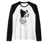 Border Collie Amante del Cane Cucciolo Carino Border Collie Maglia con Maniche Raglan