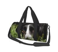 Border Collie Animali Erba Border Collie nero, Borsone da viaggio di grande capacità Borsa rotonda Borsa da viaggio sportiva Borsa da viaggio Borsa da fitness