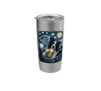 Border Collie Bere Birra Cane e Birra Amante Papà Bicchiere termico in acciaio inox doppia parete