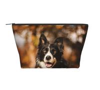 Border Collie Bokeh Autunno Border Collie nero, Borsa da toilette Borsa per trucco Borsa per cosmetici Borsa da toilette da viaggio portatile