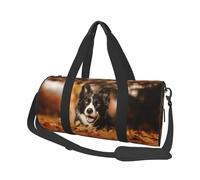 Border Collie Bokeh Autunno Border Collie nero, Borsone da viaggio di grande capacità Borsa rotonda Borsa da viaggio sportiva Borsa da viaggio Borsa da fitness