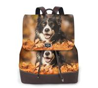 Border Collie Bokeh Autunno Nero Border Collie,Zaino da donna, impermeabile, leggero, in pelle PU, alla moda, da viaggio