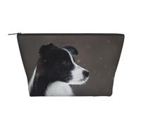 Border Collie cane macchiato di neve, Borsa da toilette Borsa per trucco Borsa per cosmetici Borsa da toilette da viaggio portatile