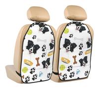 Border Collie cane sorridente,2 pezzi Tappetini per sedili auto Protezione per sedili posteriori Organizer per sedili posteriori durevoli