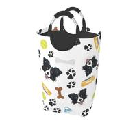 Border Collie cane sorridente, Cesto portabiancheria pieghevole, Grande contenitore portaoggetti resistente con manici, 50 litri