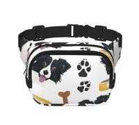 Border Collie cane sorridente, Marsupio quadrato a doppio strato, borsa da viaggio, marsupio casual
