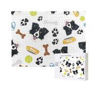 Border Collie cane sorridente,Puzzle in legno da 500 pezzi, gioco di famiglia, puzzle per adulti e adolescenti, decorazioni per la casa